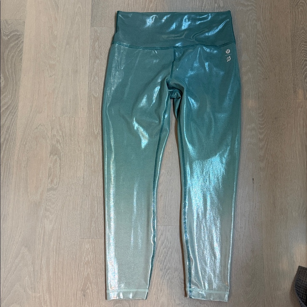 Lululemon Peloton Green Ombre Foil Wunder train 25” Leggings, EUC, sz 10 - Picture 6 of 11